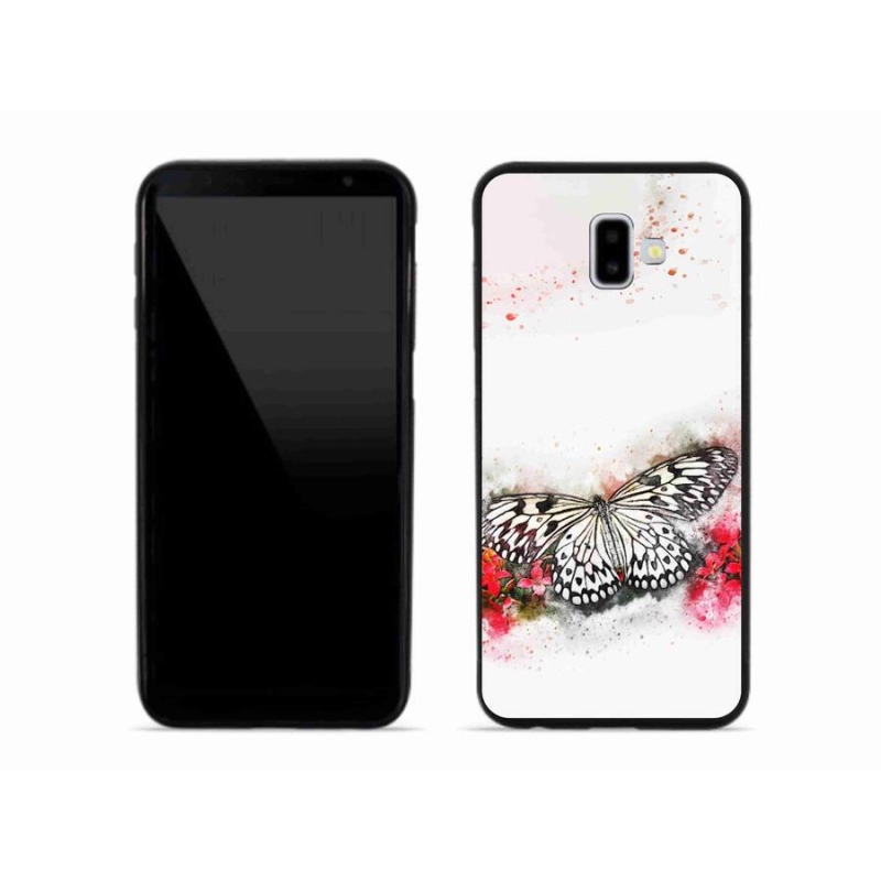 Gelový kryt mmCase na mobil Samsung Galaxy J6 Plus - černobílý motýl