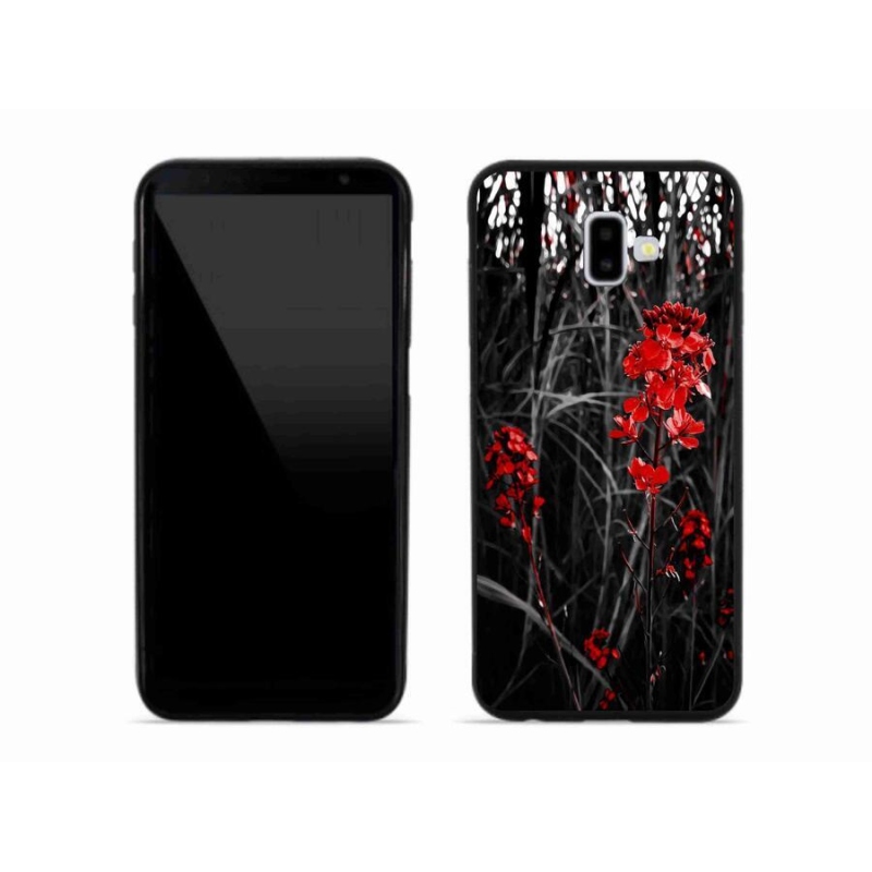 Gelový kryt mmCase na mobil Samsung Galaxy J6 Plus - červená rostlina