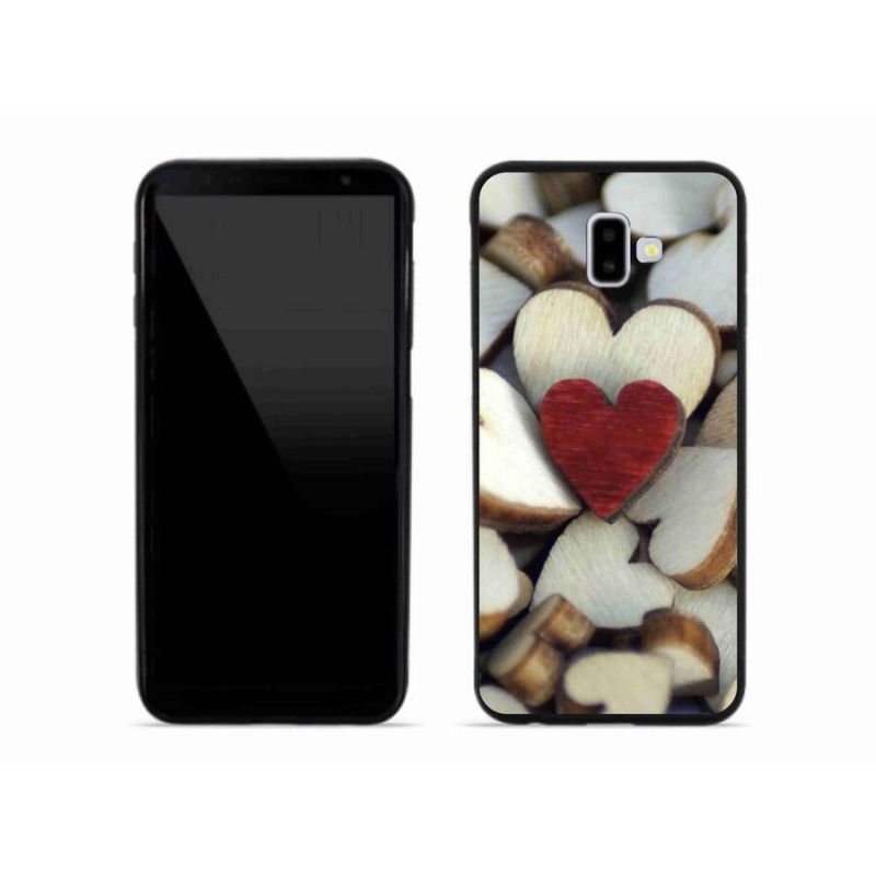 Gelový kryt mmCase na mobil Samsung Galaxy J6 Plus - gravírované červené srdce