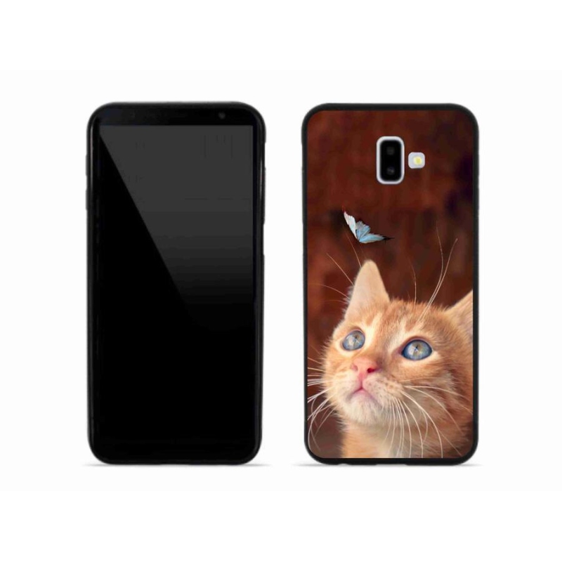 Gelový kryt mmCase na mobil Samsung Galaxy J6 Plus - motýl a kotě