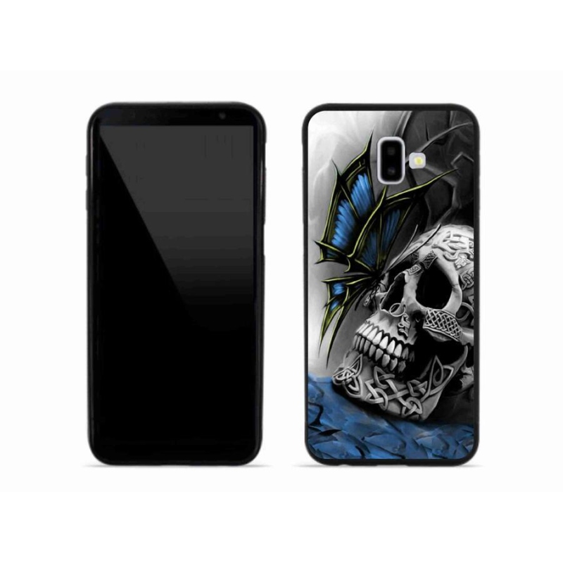 Gelový kryt mmCase na mobil Samsung Galaxy J6 Plus - motýl a lebka