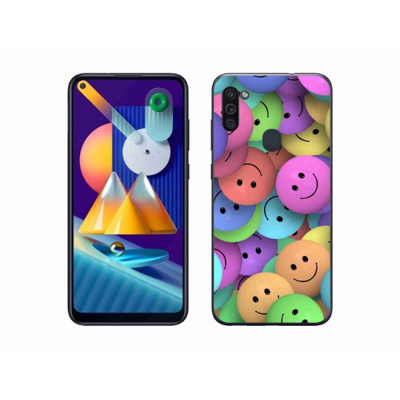 Gelový kryt mmCase na mobil Samsung Galaxy M11 - barevní smajlíci