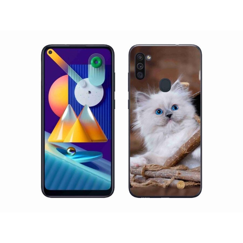 Gelový kryt mmCase na mobil Samsung Galaxy M11 - bílé kotě