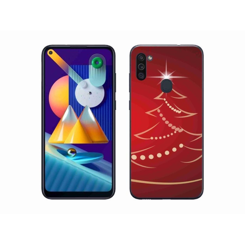Gelový kryt mmCase na mobil Samsung Galaxy M11 - kreslený vánoční stromek