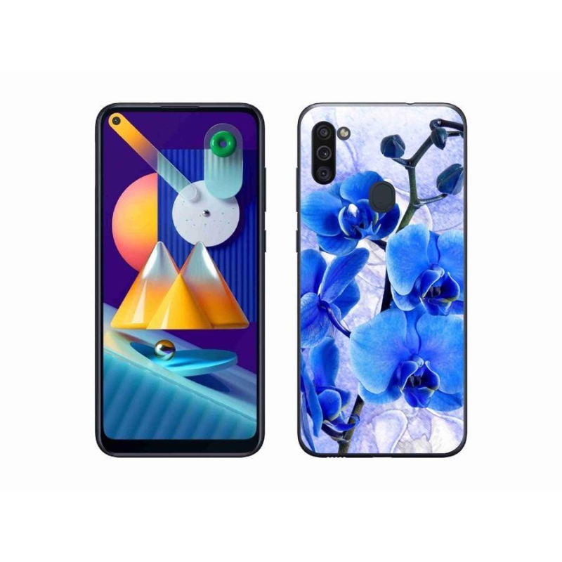 Gelový kryt mmCase na mobil Samsung Galaxy M11 - modré květy