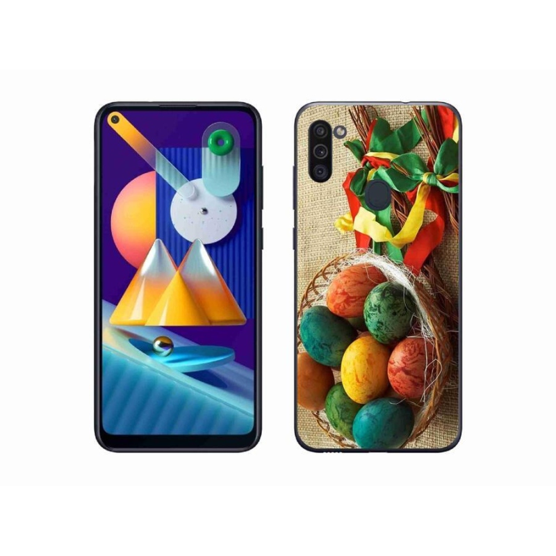 Gelový kryt mmCase na mobil Samsung Galaxy M11 - pomlázky a vajíčka