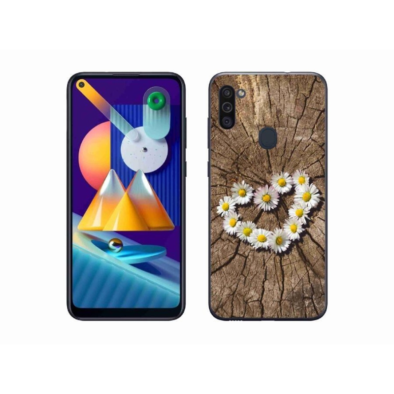 Gelový kryt mmCase na mobil Samsung Galaxy M11 - srdce z kopretin