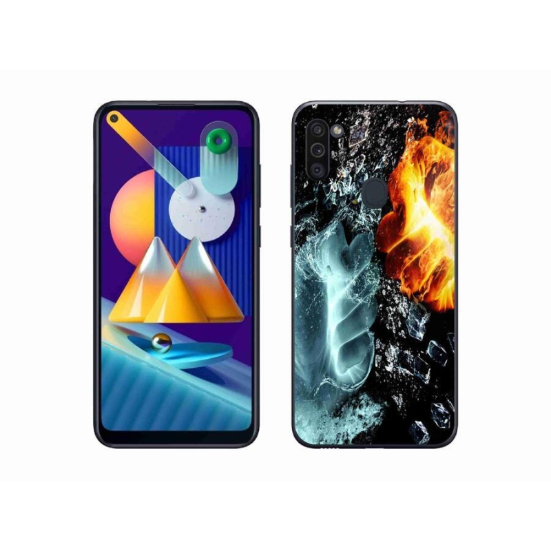 Gelový kryt mmCase na mobil Samsung Galaxy M11 - voda a oheň