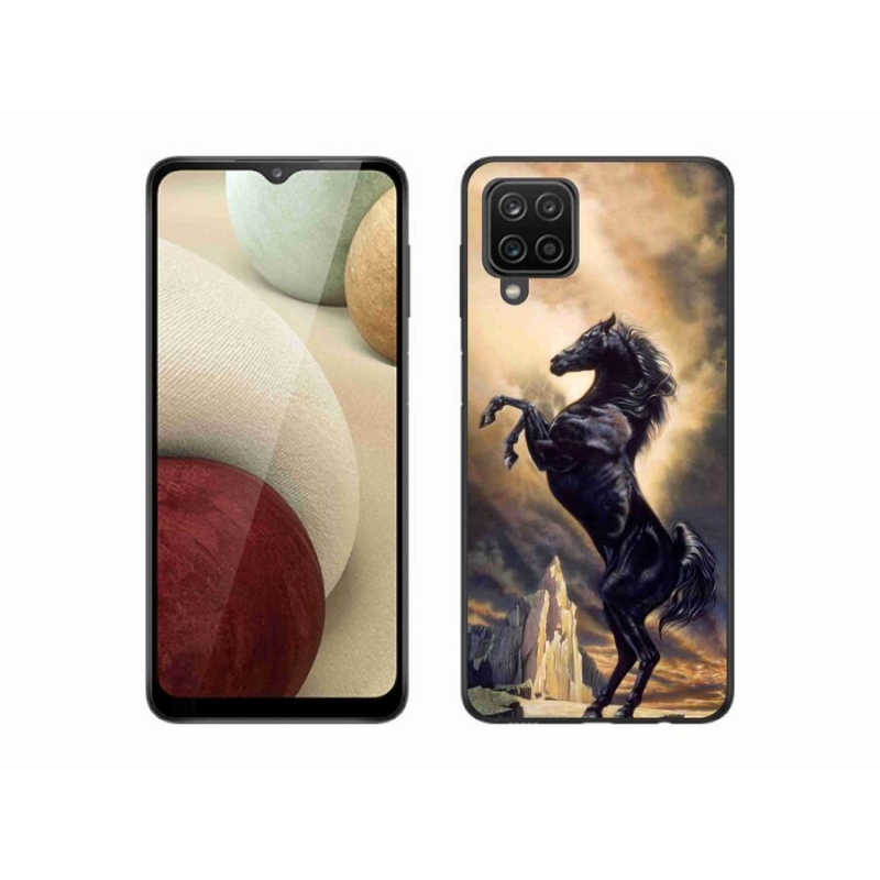 Gelový kryt mmCase na mobil Samsung Galaxy M12 - černý kreslený kůň