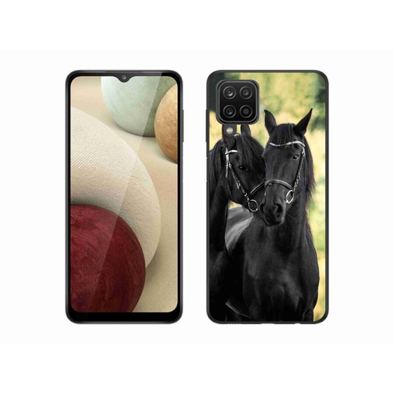 Gelový kryt mmCase na mobil Samsung Galaxy M12 - dva černí koně