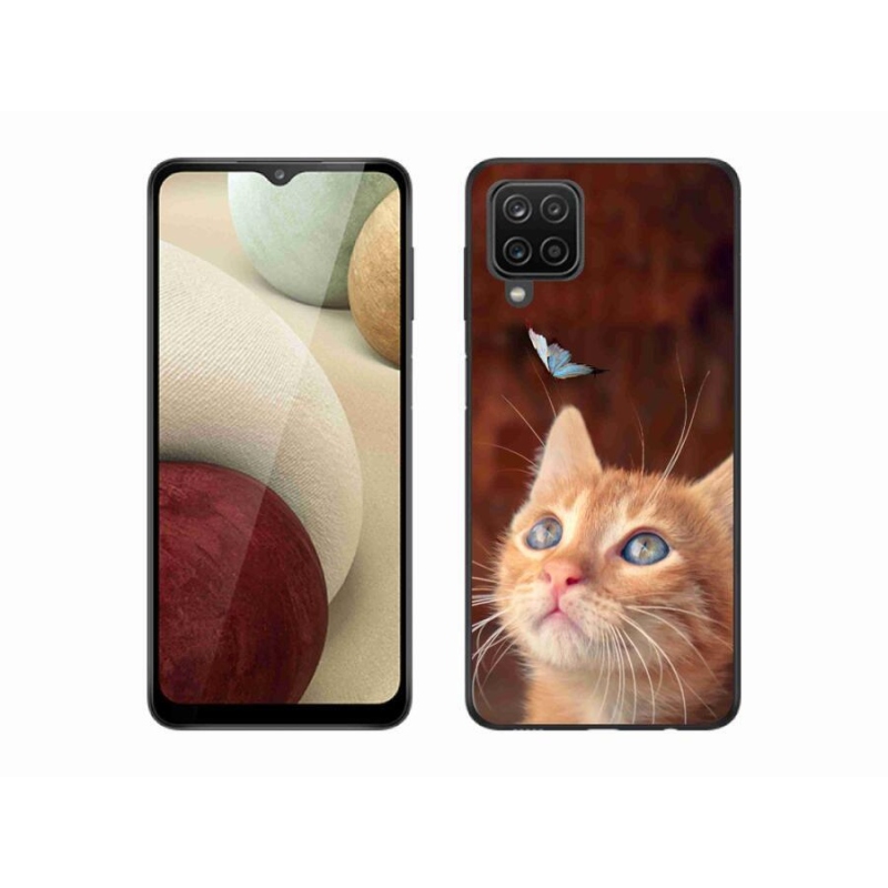Gelový kryt mmCase na mobil Samsung Galaxy M12 - motýl a kotě