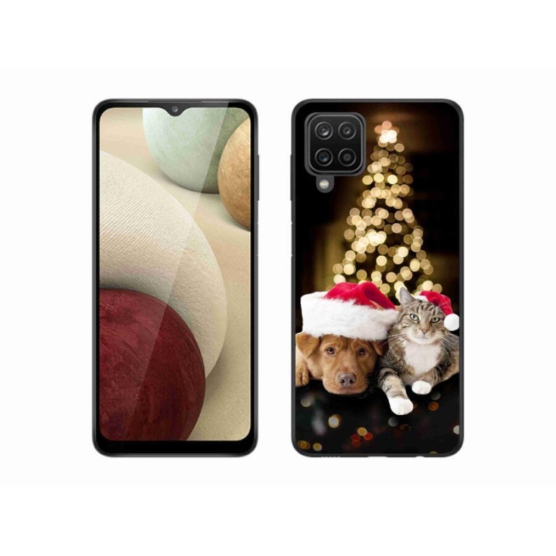 Gelový kryt mmCase na mobil Samsung Galaxy M12 - vánoční pes a kočka