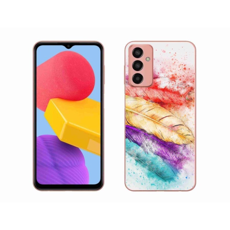 Gelový kryt mmCase na mobil Samsung Galaxy M13 - barevné peří