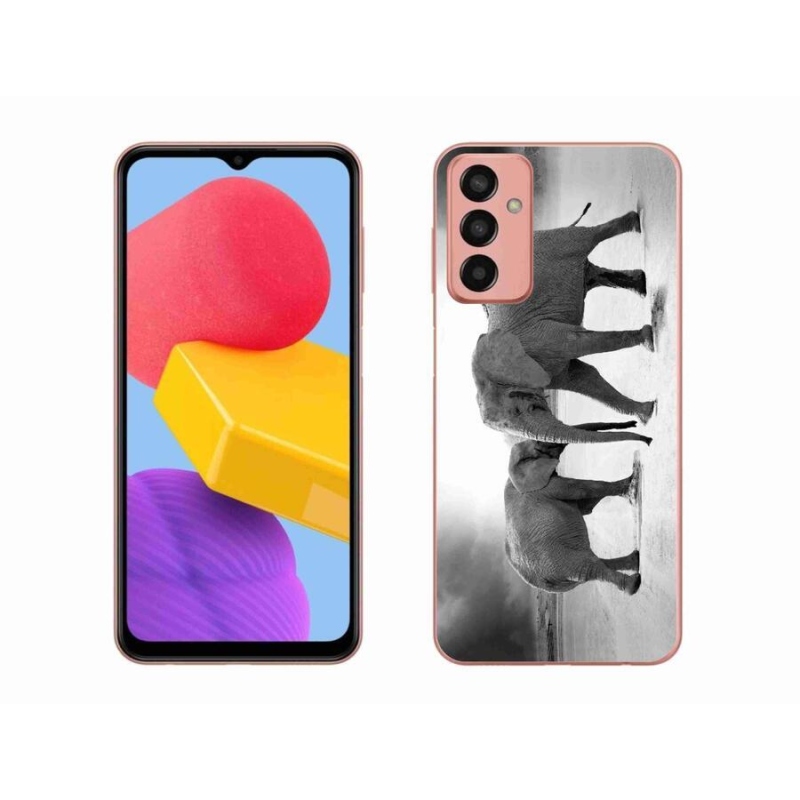 Gelový kryt mmCase na mobil Samsung Galaxy M13 - černobílí sloni