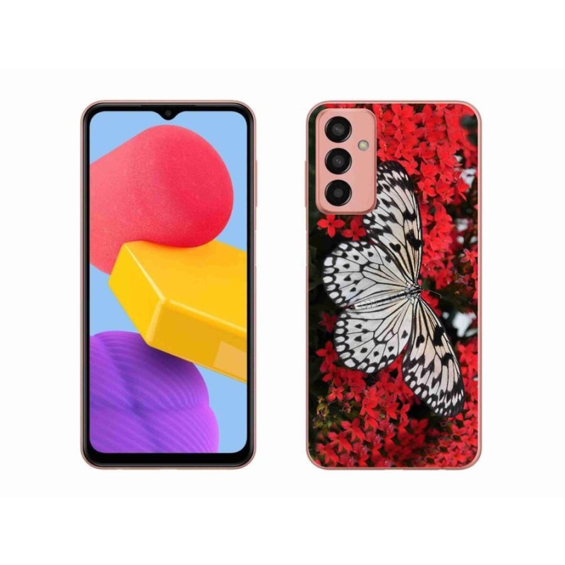Gelový kryt mmCase na mobil Samsung Galaxy M13 - černobílý motýl 1