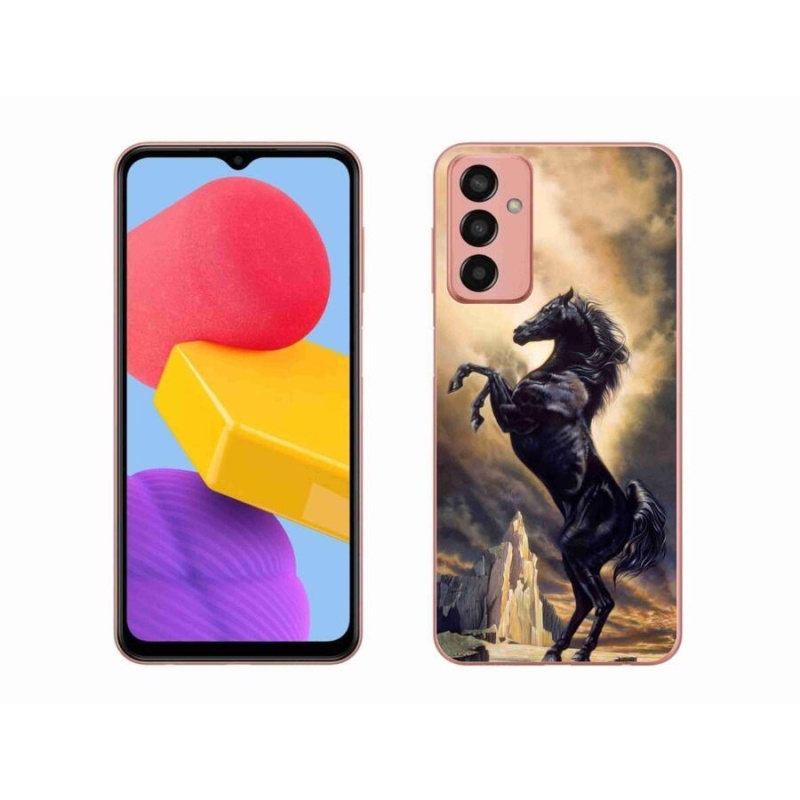 Gelový kryt mmCase na mobil Samsung Galaxy M13 - černý kreslený kůň