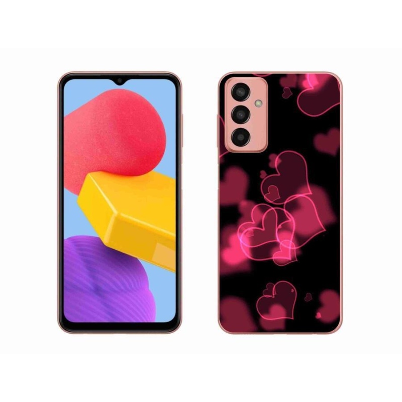 Gelový kryt mmCase na mobil Samsung Galaxy M13 - červená srdíčka