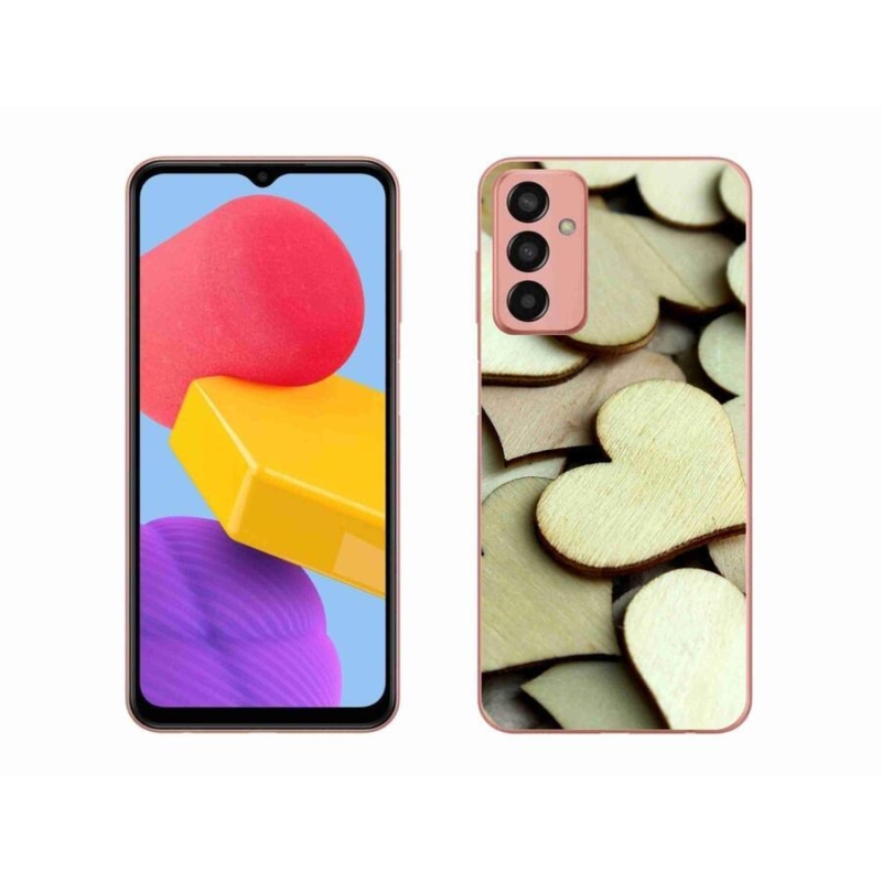 Gelový kryt mmCase na mobil Samsung Galaxy M13 - dřevěná srdíčka