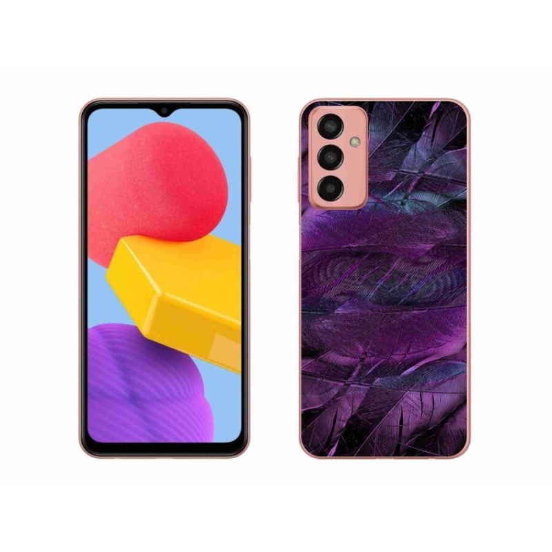 Gelový kryt mmCase na mobil Samsung Galaxy M13 - fialová pírka