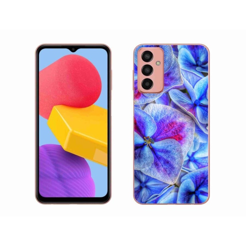 Gelový kryt mmCase na mobil Samsung Galaxy M13 - modré květy 1