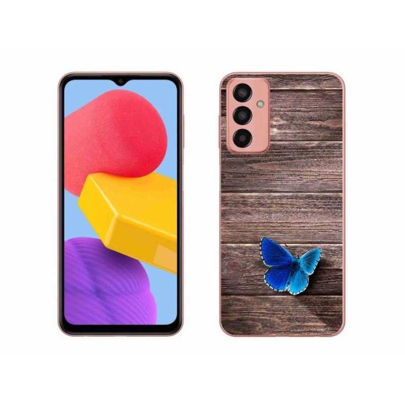 Gelový kryt mmCase na mobil Samsung Galaxy M13 - modrý motýl 1