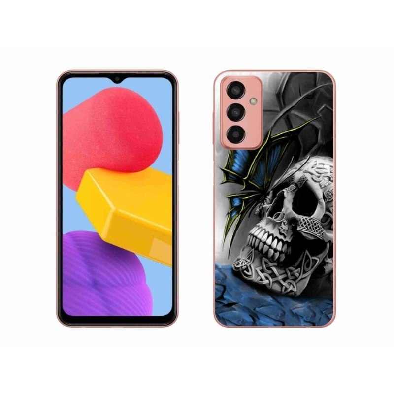 Gelový kryt mmCase na mobil Samsung Galaxy M13 - motýl a lebka