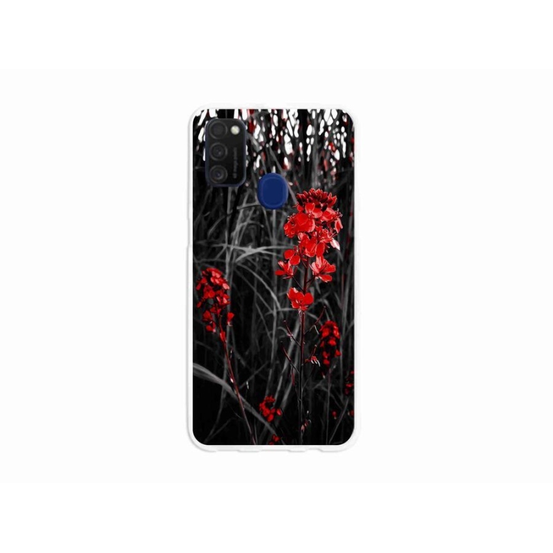 Gelový kryt mmCase na mobil Samsung Galaxy M21 - červená rostlina