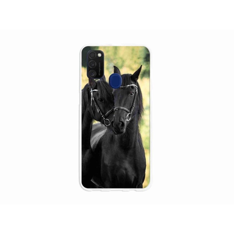 Gelový kryt mmCase na mobil Samsung Galaxy M21 - dva černí koně