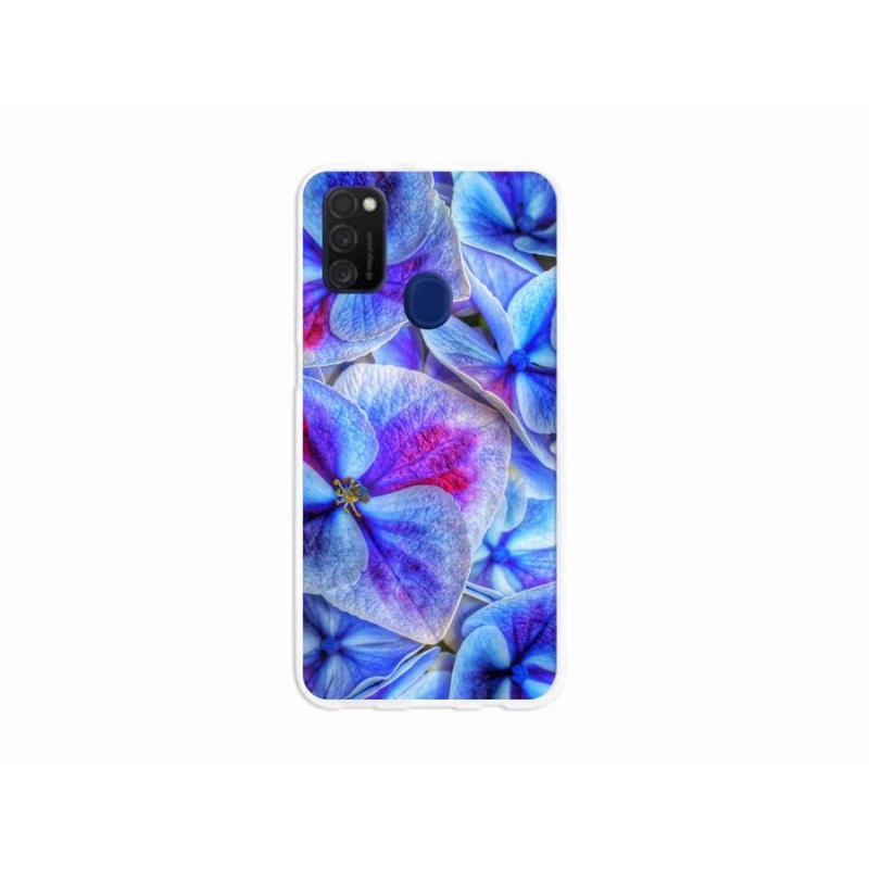 Gelový kryt mmCase na mobil Samsung Galaxy M21 - modré květy 1