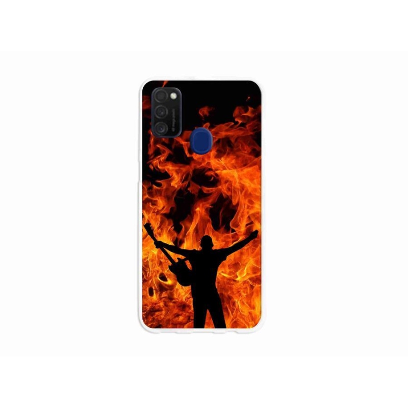 Gelový kryt mmCase na mobil Samsung Galaxy M21 - muzikant a oheň
