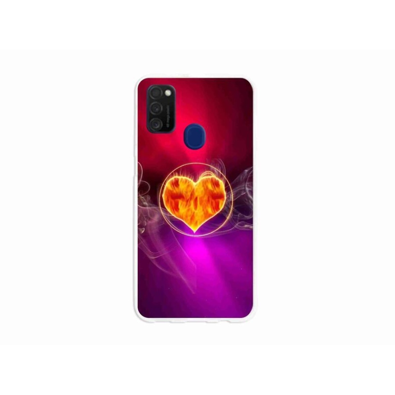 Gelový kryt mmCase na mobil Samsung Galaxy M21 - ohnivé srdce