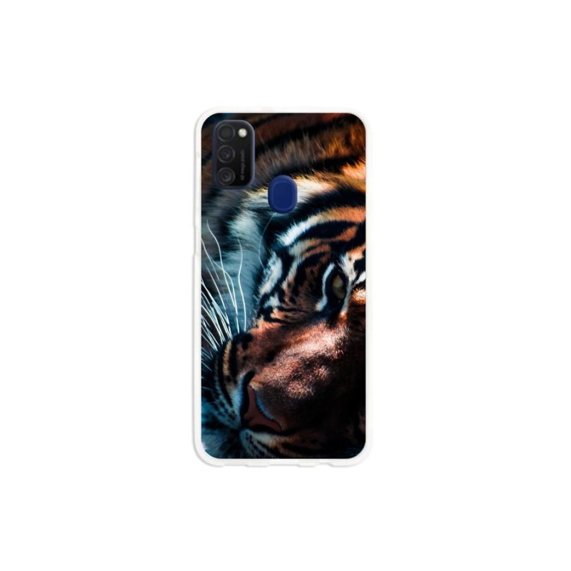 Gelový kryt mmCase na mobil Samsung Galaxy M21 - tygří pohled