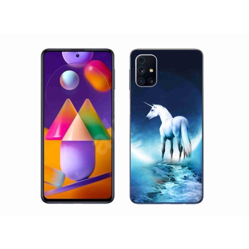 Gelový kryt mmCase na mobil Samsung Galaxy M31S - bílý jednorožec