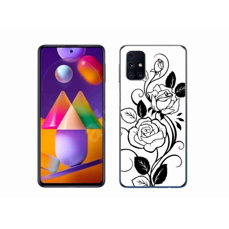 Gelový kryt mmCase na mobil Samsung Galaxy M31s - černobílá růže