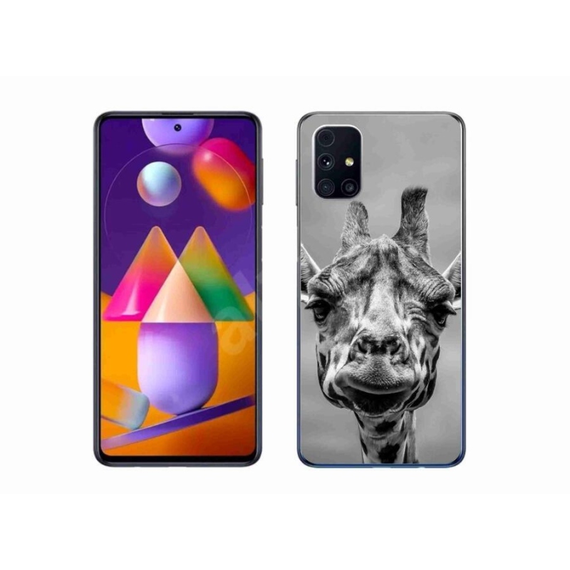 Gelový kryt mmCase na mobil Samsung Galaxy M31s - černobílá žirafa