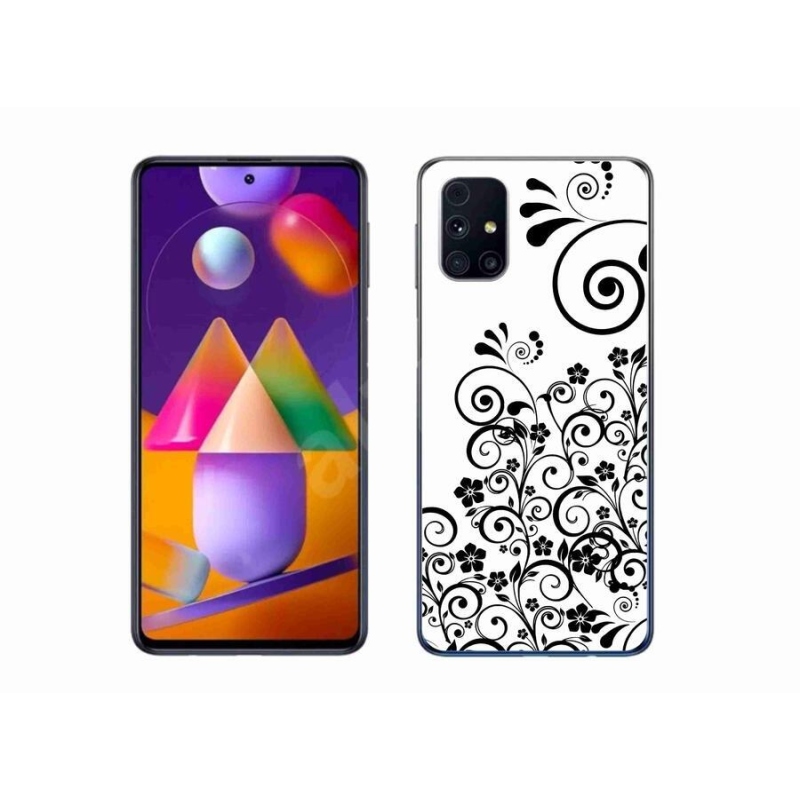 Gelový kryt mmCase na mobil Samsung Galaxy M31s - černobílé květinové vzory