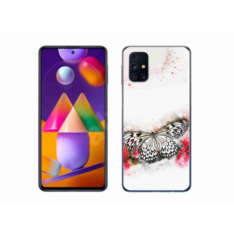 Gelový kryt mmCase na mobil Samsung Galaxy M31s - černobílý motýl