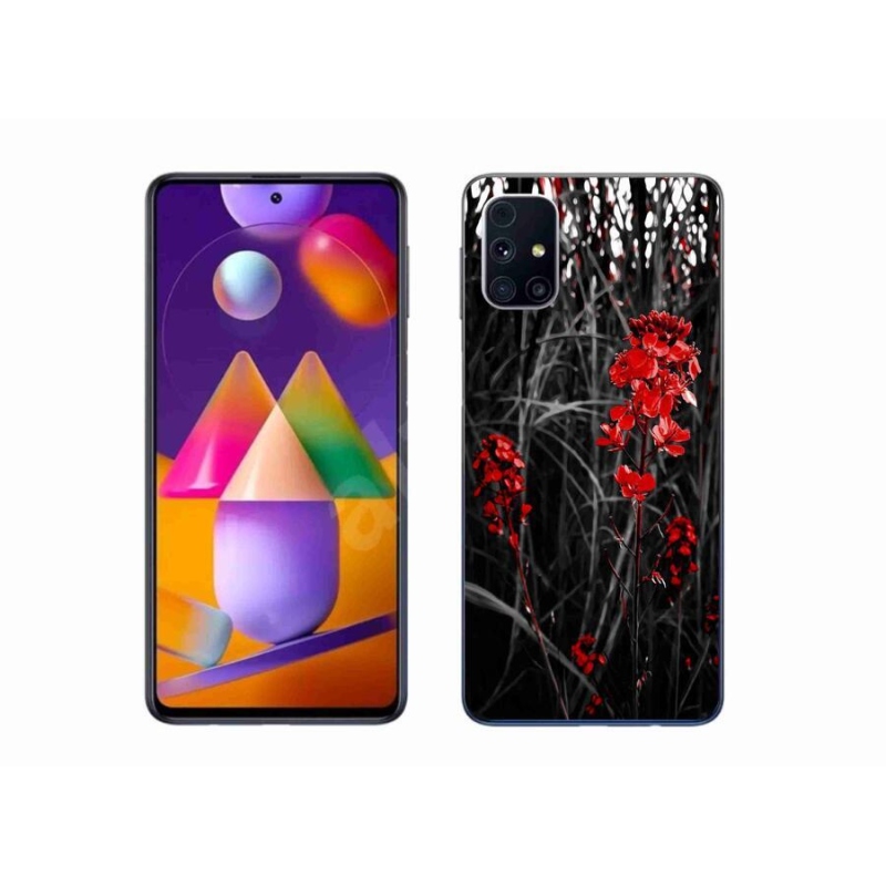 Gelový kryt mmCase na mobil Samsung Galaxy M31S - červená rostlina