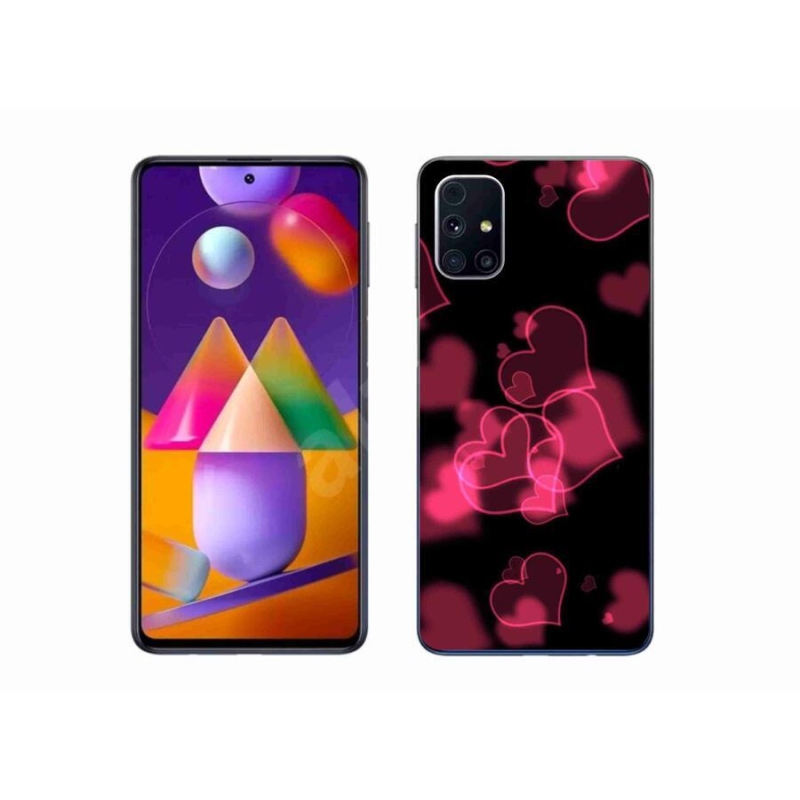 Gelový kryt mmCase na mobil Samsung Galaxy M31s - červená srdíčka