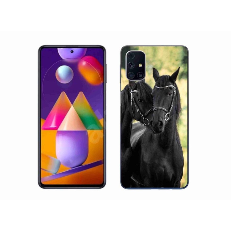 Gelový kryt mmCase na mobil Samsung Galaxy M31S - dva černí koně