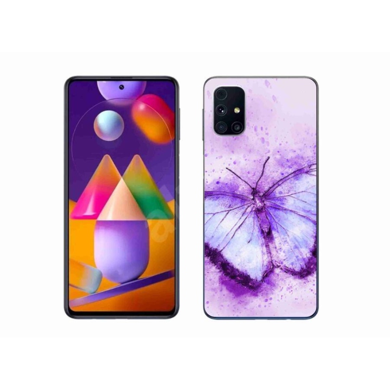 Gelový kryt mmCase na mobil Samsung Galaxy M31s - fialový motýl