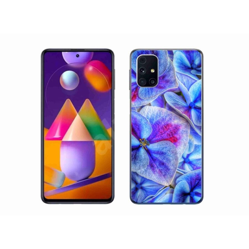 Gelový kryt mmCase na mobil Samsung Galaxy M31s - modré květy 1