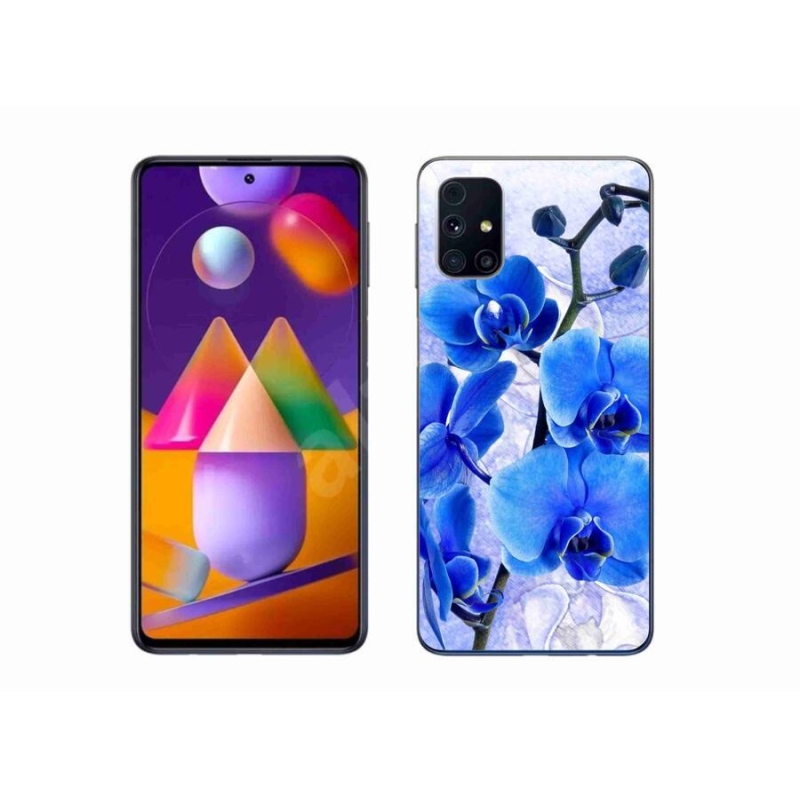 Gelový kryt mmCase na mobil Samsung Galaxy M31S - modré květy