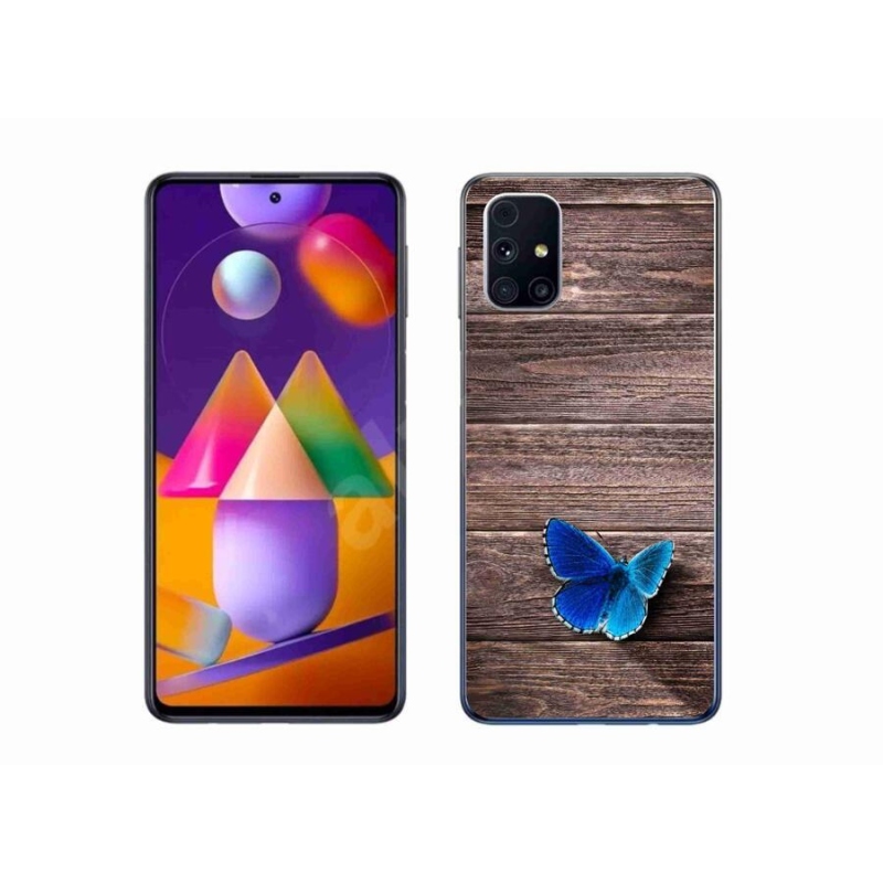 Gelový kryt mmCase na mobil Samsung Galaxy M31s - modrý motýl 1
