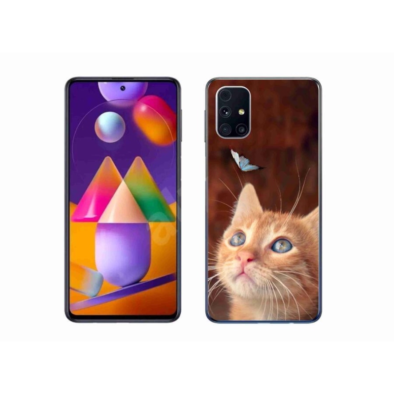 Gelový kryt mmCase na mobil Samsung Galaxy M31s - motýl a kotě