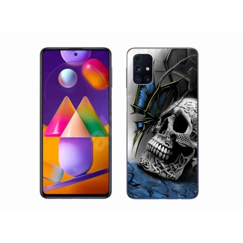 Gelový kryt mmCase na mobil Samsung Galaxy M31S - motýl a lebka