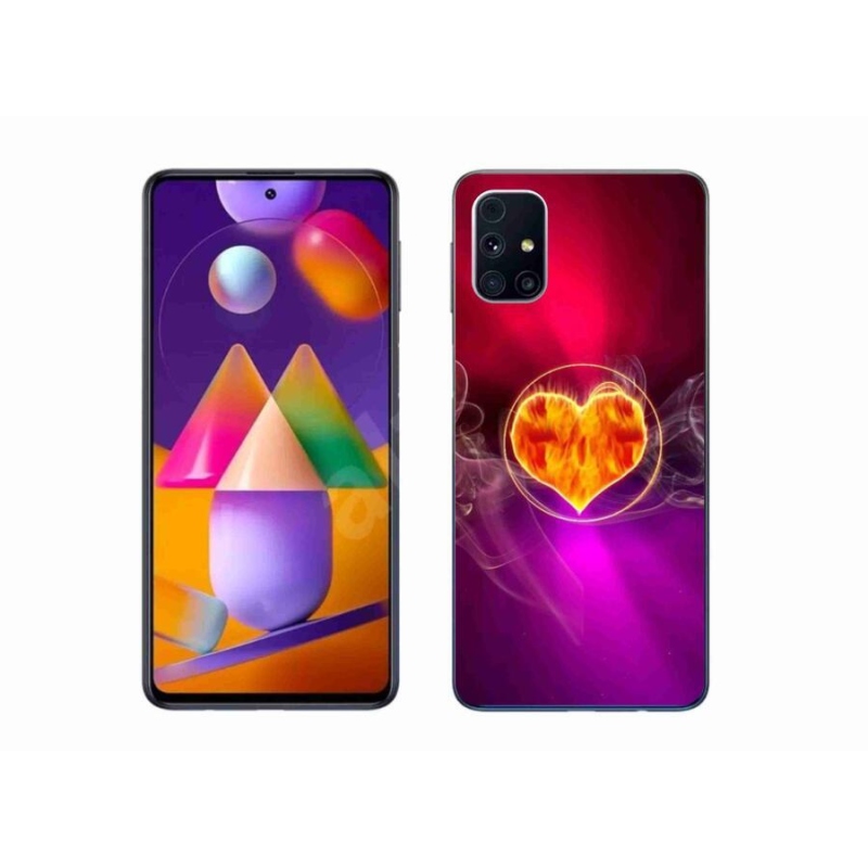 Gelový kryt mmCase na mobil Samsung Galaxy M31s - ohnivé srdce