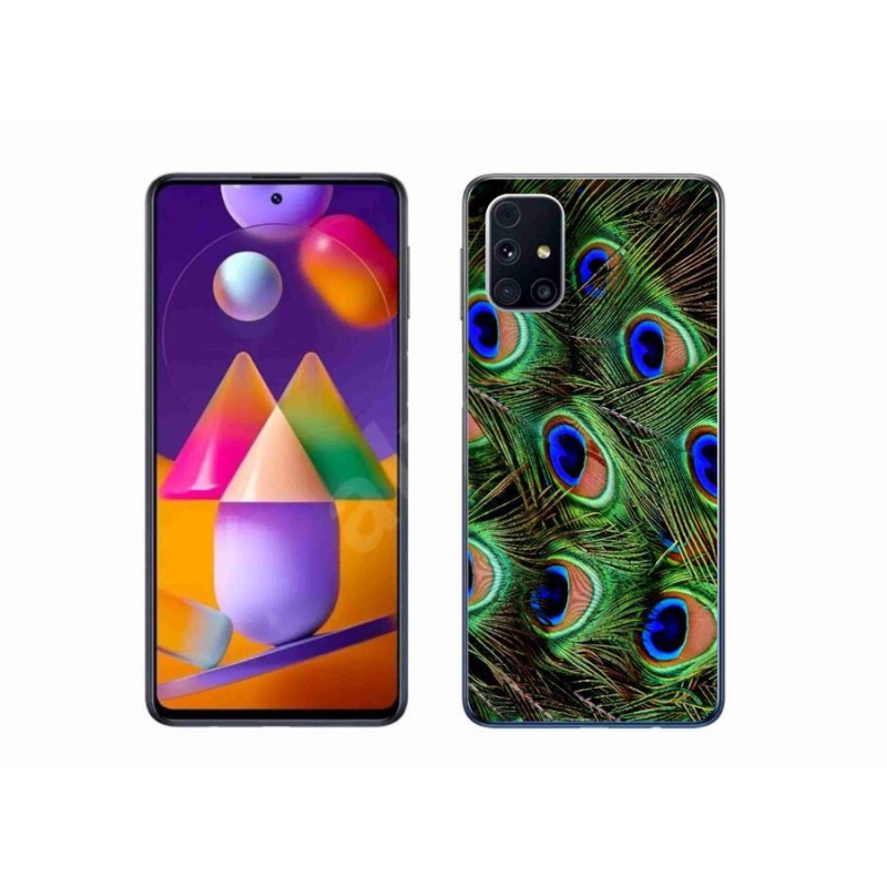 Gelový kryt mmCase na mobil Samsung Galaxy M31s - paví peří