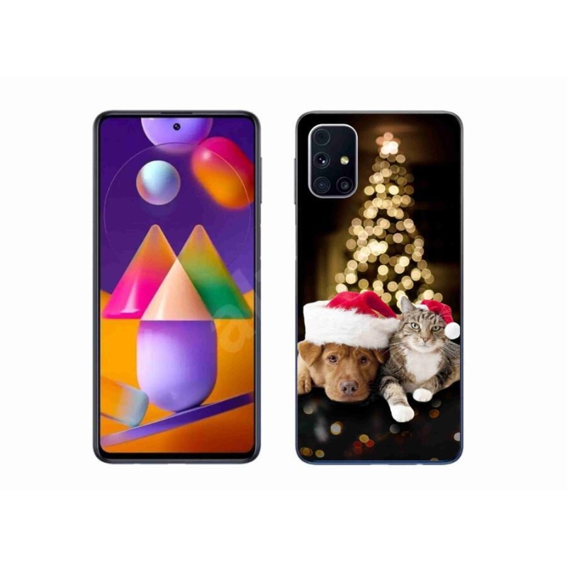 Gelový kryt mmCase na mobil Samsung Galaxy M31S - vánoční pes a kočka