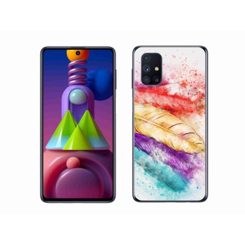 Gelový kryt mmCase na mobil Samsung Galaxy M51 - barevné peří